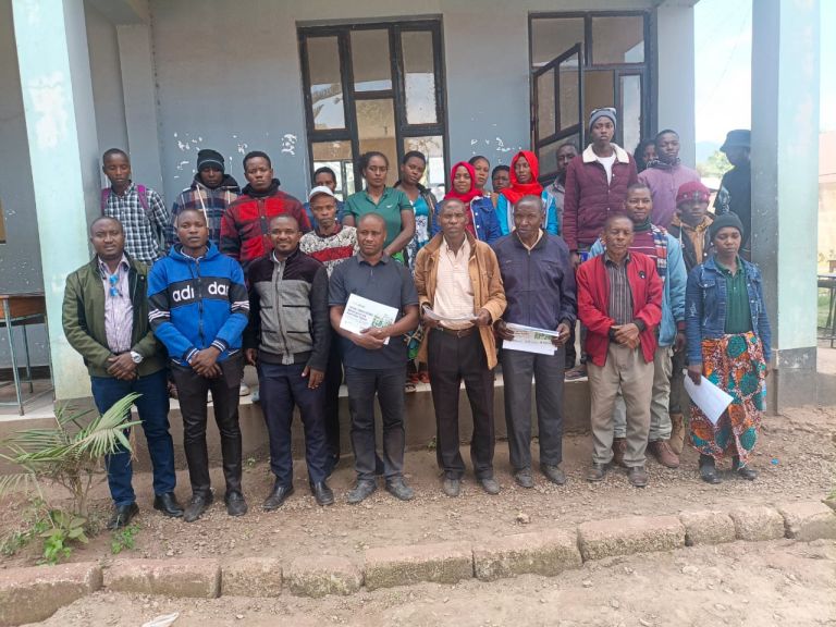 conducting joint training to small scale farmers on safe use of pesticides at ikiding'a village in Arumeru District